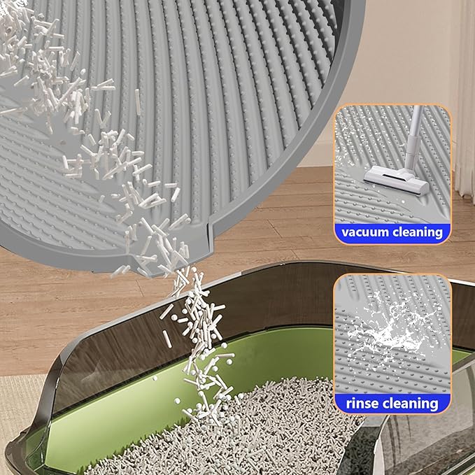 Silicone Cat Litter Mat,Extra Large Litter Trapping Mat,Waterproof,Litter Box Mat for Floor,Easy Clean,Non-Slip Litter Catcher Mat,Cat Supplies Needs 40" x30.5” (Grey, 40x30.5x0.55 in)