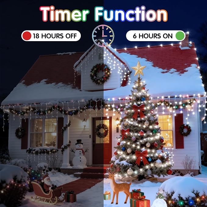 Hezbjiti Christmas Lights Decorations Outdoor, 1600LED 164FT Ice Fairy Lights 8 Modes 320 Drops Fairy String Lights for Christmas Decor Eaves Party Yard Garden