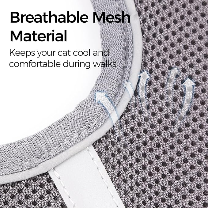Cat Harness and Leash Escape Proof Kitten Harness Cat Leash for Walking Travel Service Cat Vest, Grey, X-Small