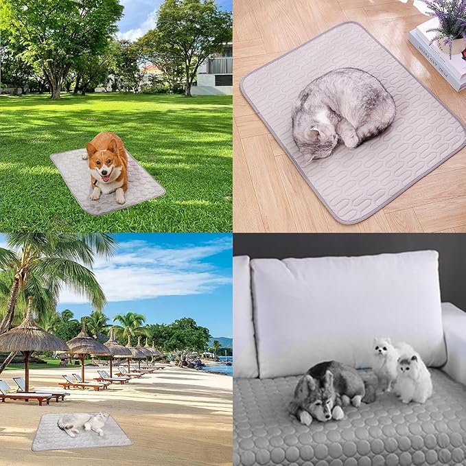 Dog Cooling Mat, Cooling Mat for Cats Dogs, Washable Cool Bed, Portable Pet Cool Pads for Dogs & Cats, Home & Outdoor (70cm X 100cm)