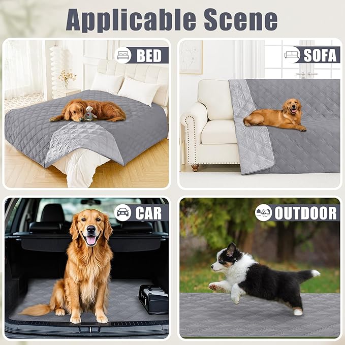 Smiry Waterproof Dog Bed Cover Blanket 82x102, Soft Reversible Pet Blanket, Washable Leakproof Cats Dogs Couch Cover for Sofa, Couch, Furniture, Grey/Light Grey