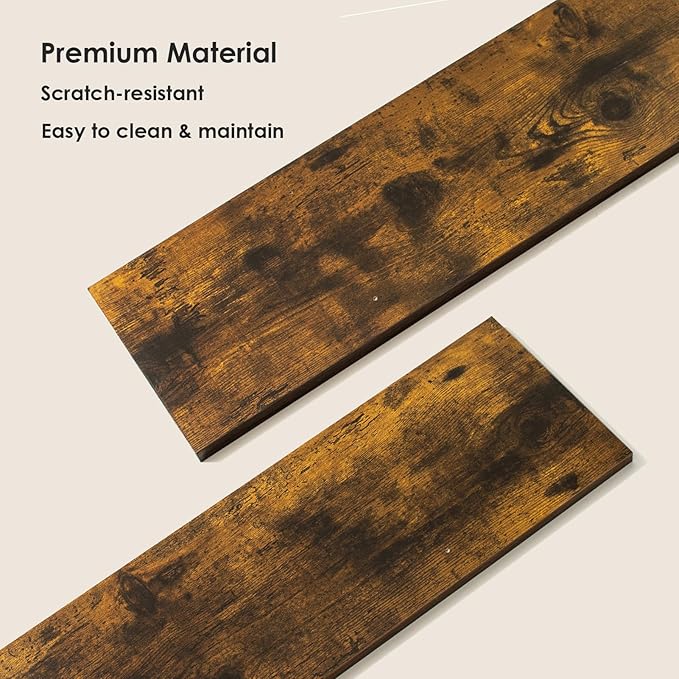 DINZI LVJ Wall Shelves, 23.6 x 7.9 x 6.1 Inch Floating Shelves for Wall, Easy-to-Install Wall Storage Ledges with Sturdy Metal Brackets for Living Room, Bathroom, Kitchen, Rustic Brown