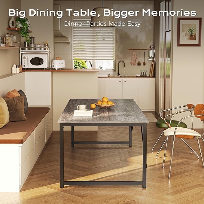 PRAISUN 63 X 29.5 Inch Computer Desk with Deeper Desktop, Gaming Office Writing Work Desk for Home Office, Study, Bedroom, Work from Home, Metal Frame, Grey