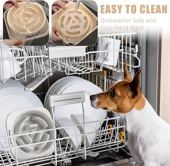 2 Pack Slow Feeder Dog Bowls for Healthy Eating, Non-Slip and Anti-Choking Design, Reduces Bloating & Overeating for Medium Dogs and Cats, Easy to Clean