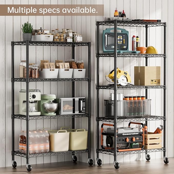 SINGAYE 4 Garage Heavy Duty Shelving Unit Kitchen Pantry Close Home Organizers and Storage Bathroom Shelf Laundry Room Organization Industrial Book Metal Wire Adjustable Shelves