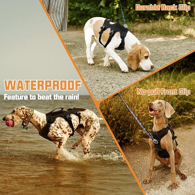AUROTH Escape Proof Dog Harness - Soft Padded Reflective Adjustable Vest with Lift Handle - Medium Size