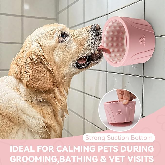 Dog Slow Feeder Lick Bowl, Anxiety Relief Dog Licking Mat Treat Dispenser, Non-Slip Anti-Choking Slow Eating Lick Bowl for Small Medium and Large Breed Dogs, BPA Free Silicone (M-L)