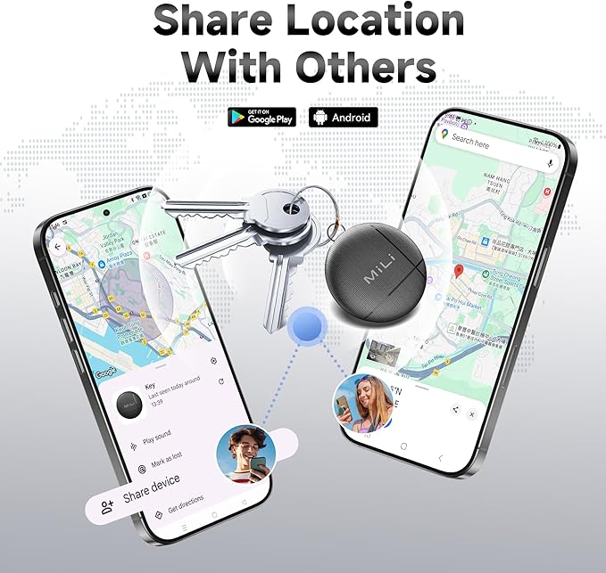 LiTag - Bluetooth Tracking Tag for Android. Smart Tracker for Google Find My Device (Find Hub) App. Item Finder Locator for Keys, Luggage, Suitcase, Backpack, Purse (4 Pack)