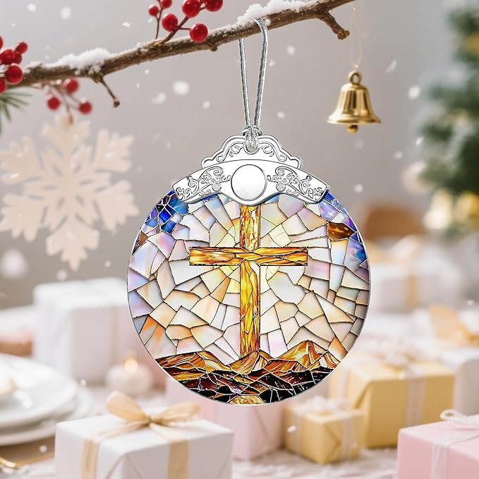 Catholic Cross Ornament, Christian Christmas Ornament, Christmas Tree Ornament, Religious Home Decor, Christian Gifts for Her, Religious Gifts, Gift Exchange, Gift Idea - Pattern B