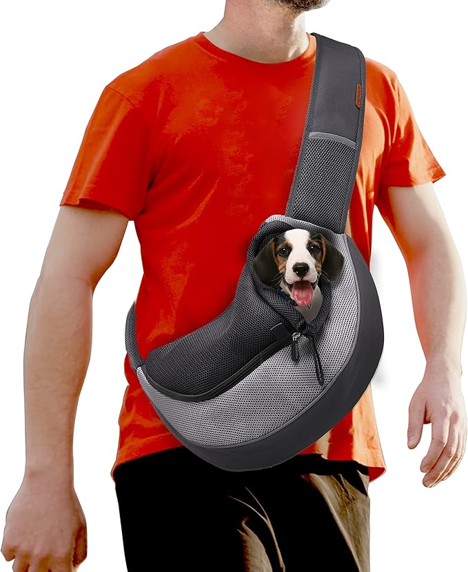 FDJASGY Pet Sling Carrier for Small Dogs Cats,Breathable Mesh Travelling Hand Free Puppy Backpack with Pouch and Adjustable Strap Carrier