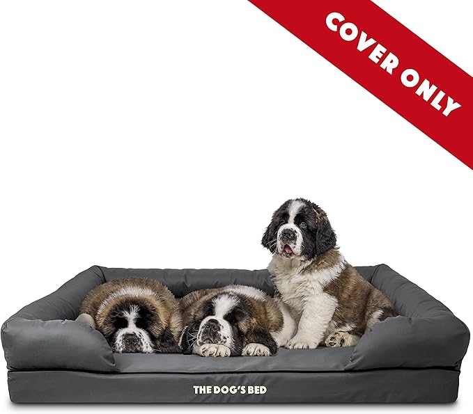 The Dog's Bed Replacement Outer Cover ONLY (Outer Cover ONLY - NO Bed, NO Waterproof Inner) for The Dog's Bed, Washable Oxford Fabric, XXL (Grey with Black Piping)