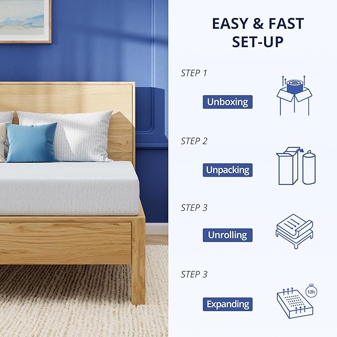 EGOHOME 6 Inch Twin Mattress for Kids, Gel Memory Foam with Charcoal, Fiberglass Free, CertiPUR-US Certified, Temperature-Regulating, Washable Cover, Medium Firm, Bed in a Box, 75"x38"x6"