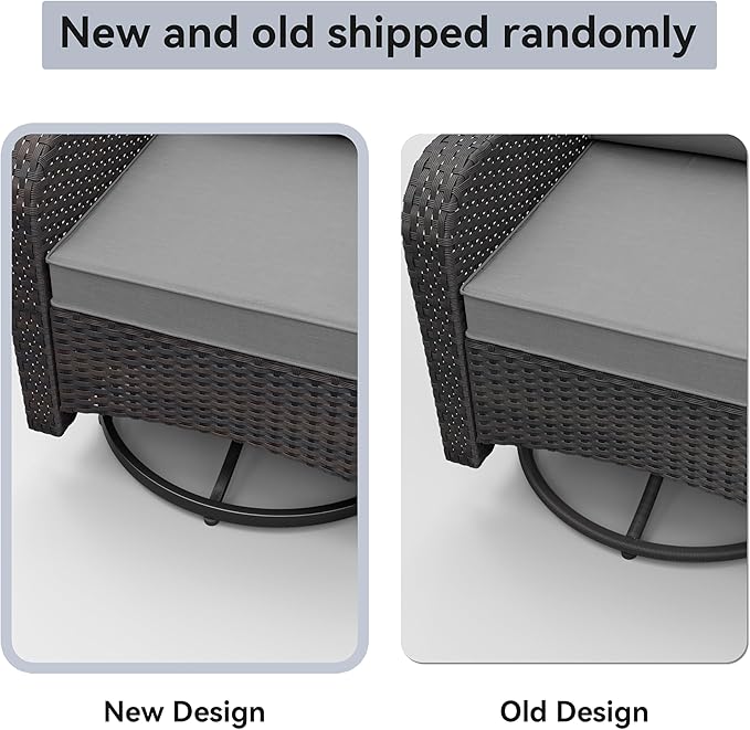 Kurapika 9 Pieces Patio Furniture Set, Rattan Sofa Set, Outdoor Conversation Sets w/Swivel Rocking Chairs Patio Sectional Sofa w/4 Inch Cushion, Grey