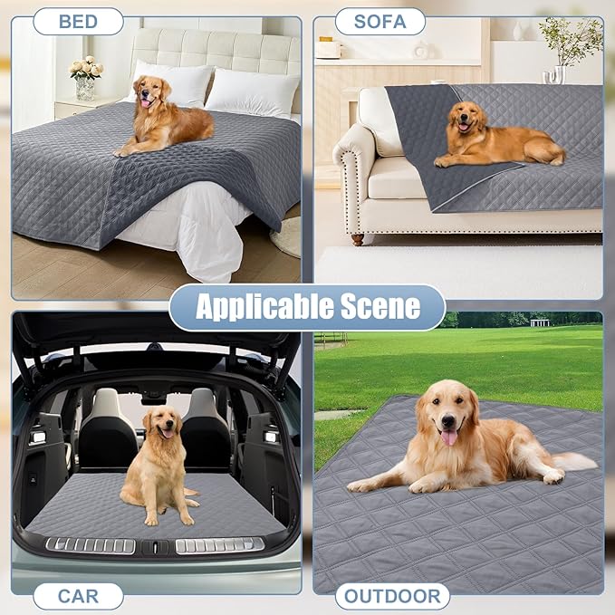 Smiry Waterproof Dog Blanket, Reversible Dog Bed Cover Pet Blanket, Soft Pet Couch Covers for Sofa Washable, Bed Couch Sofa Furniture Protector for Puppy Cat Kids (40"x50", Grey/Dark Grey)