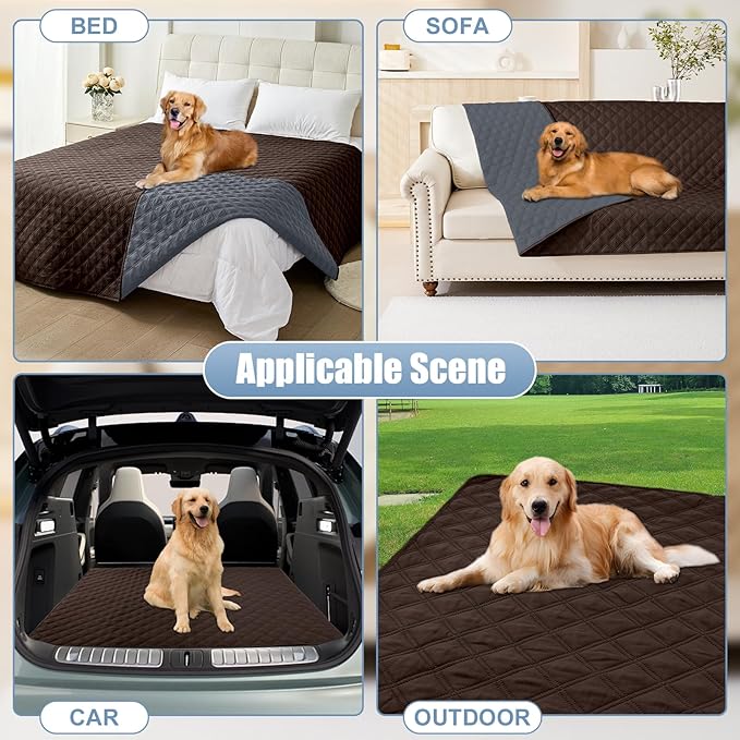 Smiry Waterproof Dog Blanket, Reversible Dog Bed Cover Pet Blanket, Soft Pet Couch Covers for Sofa Washable, Bed Couch Sofa Furniture Protector for Puppy Cat Kids (52"x82", Chocolate/Dark Grey)