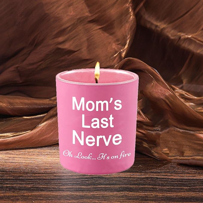BFJLIFE Candles Gifts for Mom from Daughter Son Funny Cool Unique Christmas Mothers Day Birthday Gifts for Mom Stocking Stuffers Lavender Scented Soy Candle Moms Last Nerve Oh Look Its On Fire