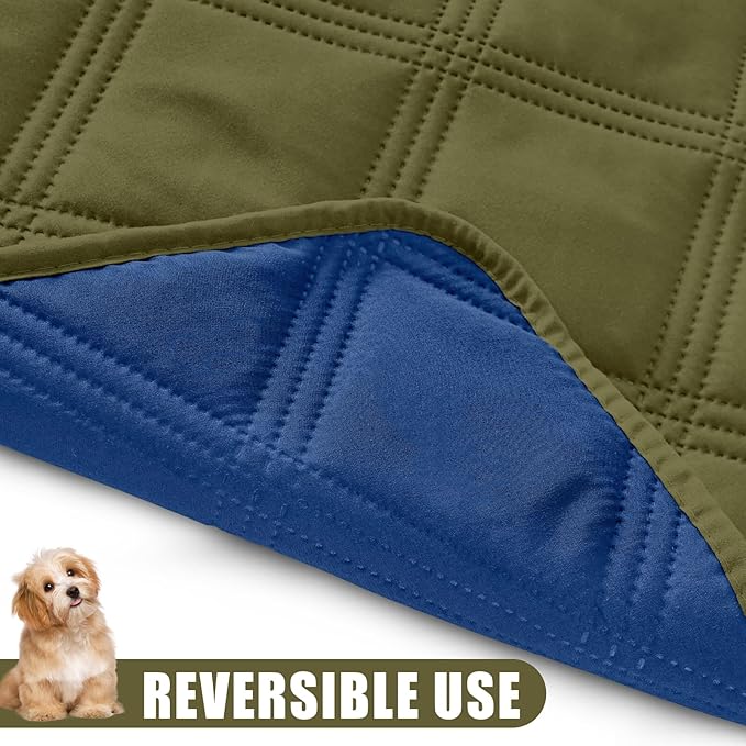 Smiry Waterproof Dog Bed Cover Blanket 82x102, Soft Reversible Pet Blanket, Washable Leakproof Cats Dogs Couch Cover for Sofa, Couch, Furniture, Green/Navy