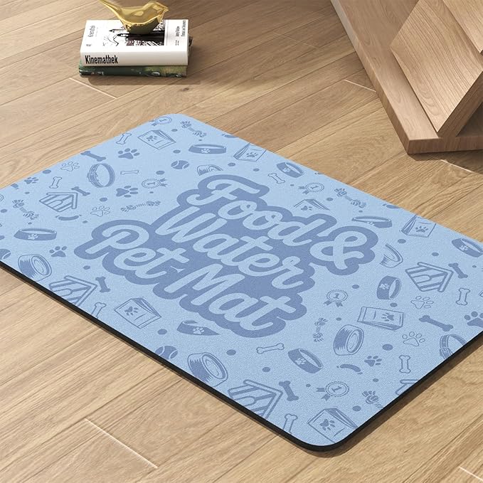 Pet Feeding Mat-Absorbent Dog Mat for Food and Water Bowl-No Stains Quick Dry Water Dispenser Mat-Dog Accessories Pet Supplies-Bowl for Messy Drinkers(Words,17"x34"