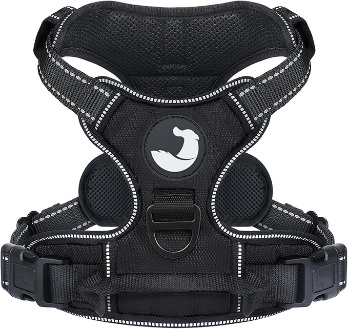 Joytale No Pull Dog Harness for Extra Large Dogs, Reflective Pet Vest with Front Clip, Adjustable Soft Padded Harnesses with Easy Control Handle for Training and Walking, Black, XL