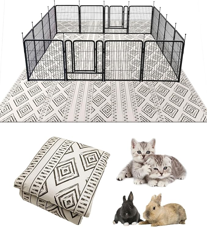 BNOSDM 91" X 63" Washable Bunny Cage Liners Large Rug for Rabbits Large Non Slip Pad for Bunnies Resuable Rabbit Liner for Chinchillas Cats