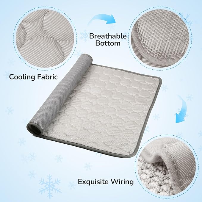 Cooling Mat for Dogs and Cats, Self-Cooling Mats for Pets, Dog Cool Pad Cooling Blanket Indoor and Outdoor Pet Mats for Dogs (Gray, X-Large)