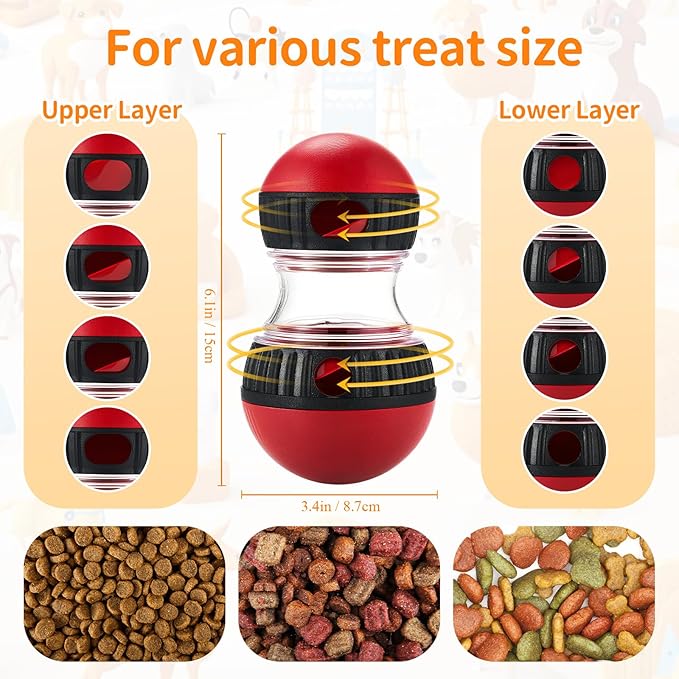 2 Pcs Dog Interactive Puzzle Toys Dog Toy Treat Dispenser Rolling Adjustable Food Dispensing Treat Dispenser Puppy Puzzle Feeder Slow Feeding for Training Large Medium Chewers Breed Pet Gift