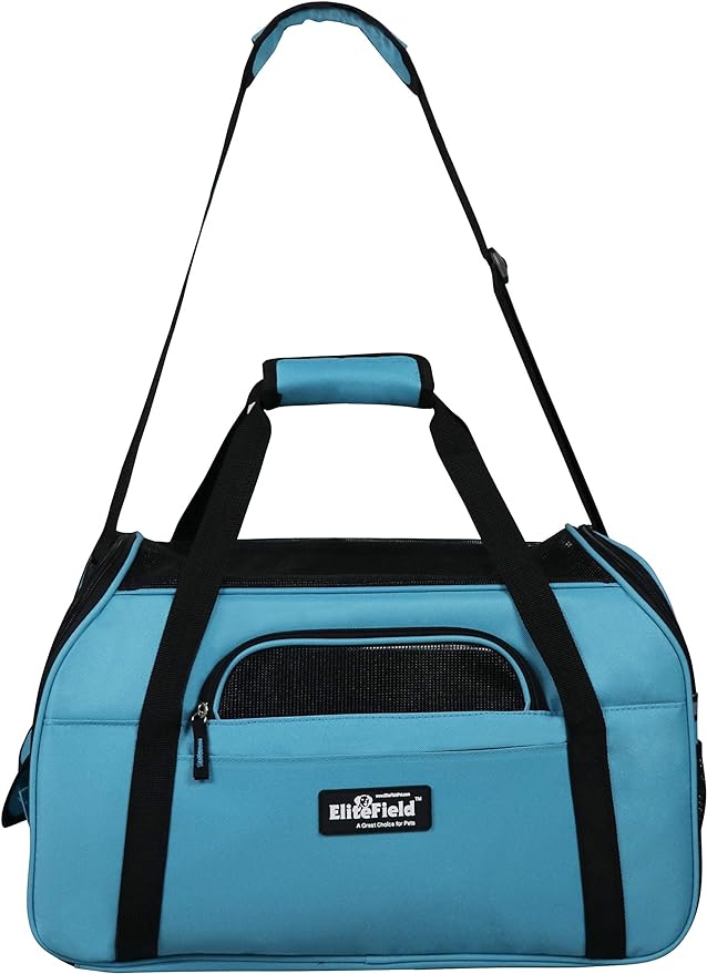 EliteField Soft Sided Pet Carrier (3 Year Warranty, Airline Approved), Multiple Sizes and Colors Available (Medium: 17.0" L x 9.0" W x 12.0" H, Sky Blue)