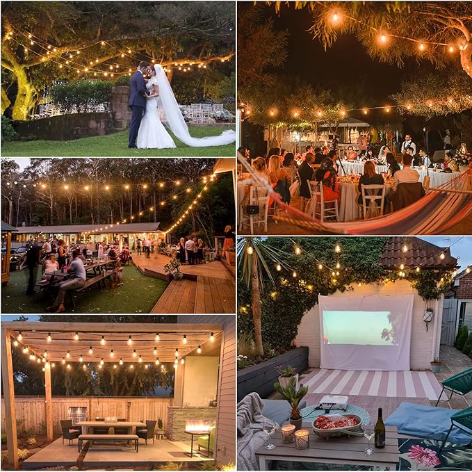 Mlambert 200Ft(4x50Ft) Outdoor String Lights, G40 Globe Patio Lights Connectable with 100+6 Waterproof LED Bulbs for Backyard Garden Porch-Black Wire