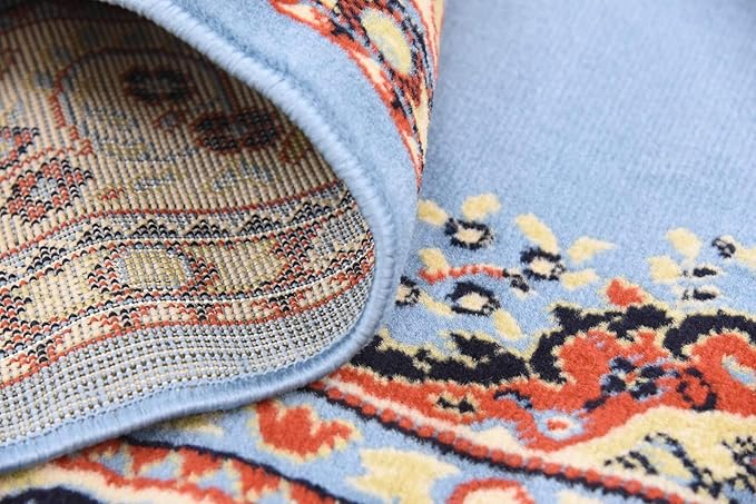 Unique Loom Reza Collection Traditional Persian Style Area Rug, 7 x 10 ft, Light Blue/Ivory