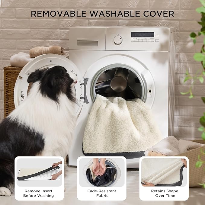 Bedsure Dog Beds Large Sized Dog - Orthopedic Flat Pet Beds with Removable Washable Cover, Egg Crate Foam Puppy Mat, Suitable for Pet Up to 65 lbs