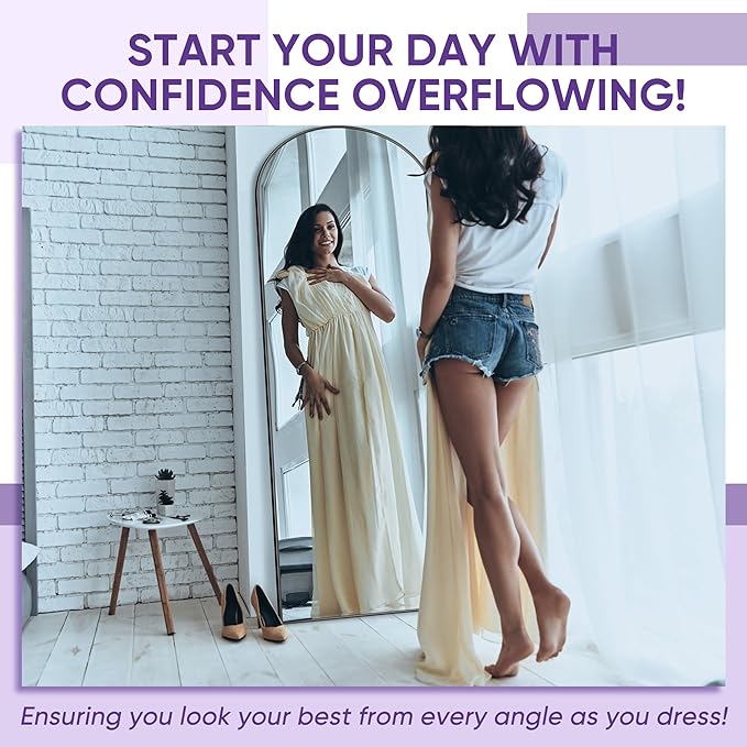 Full Length Mirror, 68"x26" Arched Floor Mirror Freestanding, Floor Standing Full Body Mirror with Stand for Bedroom, Hanging Mounted for Living Room Cloakroom, Black