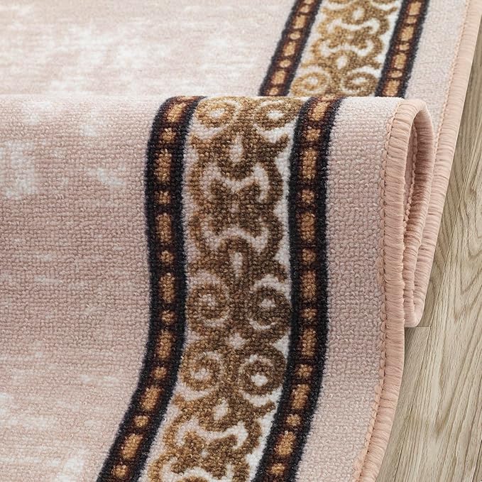 Antep Rugs Alfombras Bordered Modern 2x4 Non-Slip (Non-Skid) Low Pile Rubber Backing Kitchen Area Rug (Beige, 2'3" x 4')