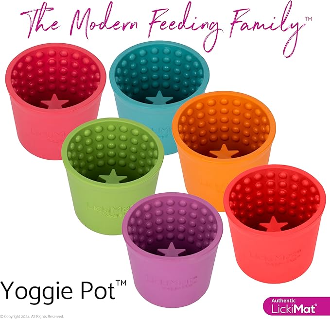 LICKIMAT Yoggie Pot – Distraction, Fun and Enrichment. Long Lasting Rubber Licking Treat Dispenser for All Dog Sizes and Slow Feeder for Small Dogs - Purple