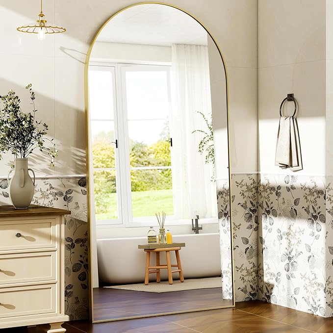 HARRITPURE 76"x34" Arched Full Length Mirror, Floor Mirrors with Aluminum Alloy Frame Free-Standing Wall Mounted Large Dressing Mirror for Living Room Bedroom Cloakroom