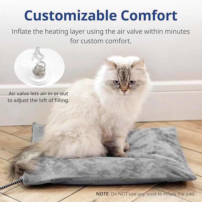 Outdoor Heated Cat Bed, Soft Pet Heating Pad with Steel-Wrapped Cord, Outside Pet Warmer for Feral Cats and Dogs, 15.7" x 11.8", 30 Watts