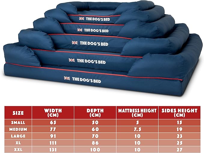 The Dog's Bed Replacement Outer Cover ONLY (Outer Cover ONLY - NO Bed, NO Waterproof Inner) for The Dog's Bed, Washable Oxford Fabric, Extra Large (Blue with Red Piping UK Embroidery Flag)