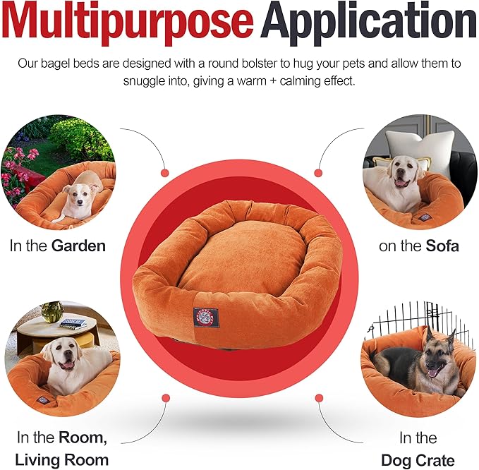 Majestic Pet Villa 40 Inch Shredded Memory Foam Dog Bed for Large Sized Dogs 40x29x9 Inch–Orthopedic Dog Bed with Removable Washable Cover-Washable Large Pet Bed with Head Support-Orange