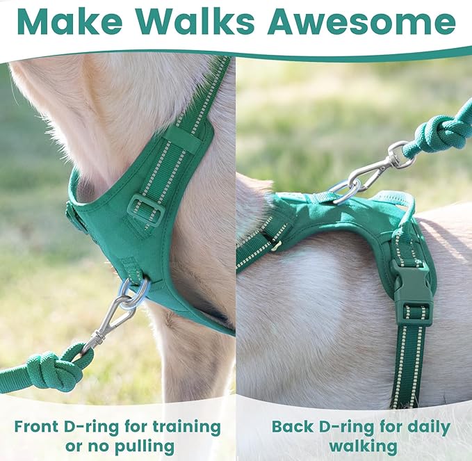 No Pull Dog Harness, Reflective Puppy Vest for Small Medium Large Sized Dog(MARRS Green,XL)