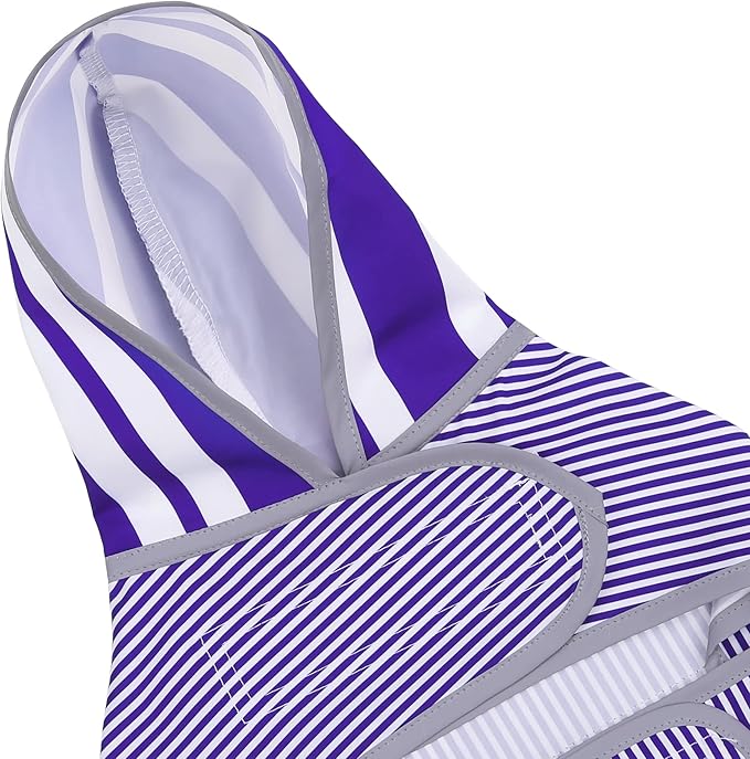 Dog Raincoat for Medium Dogs Puppies Waterproof Hooded Rain Jacket with Reflective Strips Leash Hole & Poncho Adjustable Fit (Bluestripe,M)