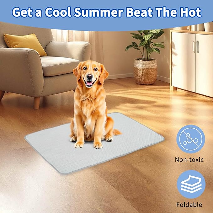 Dog Cooling Mat, Portable Pets Cool Mat, Durable Machine Washable Pets Pad, X-Large, Grey