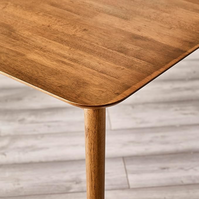 Furniturebox UK Solid Wood Table - Lynton Wooden Dining Table - Modern Take on Traditional Classic Farmhouse Dining Furniture - Retro Solid Rubberwood (4 Seat Table)