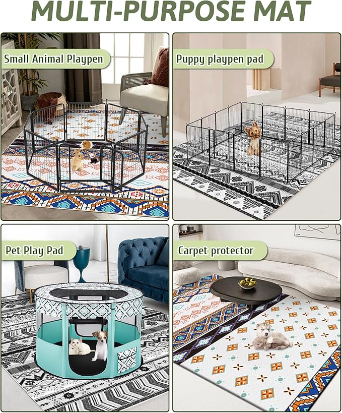 BNOSDM 91" X 63" Extra Large Bunny Cage Liner Washable Guinea Pig Mat Large Animals Mats Animal Pads for Floor Indoor Rabbit Carpet for Chinchillas Cats Ferrets Dogs
