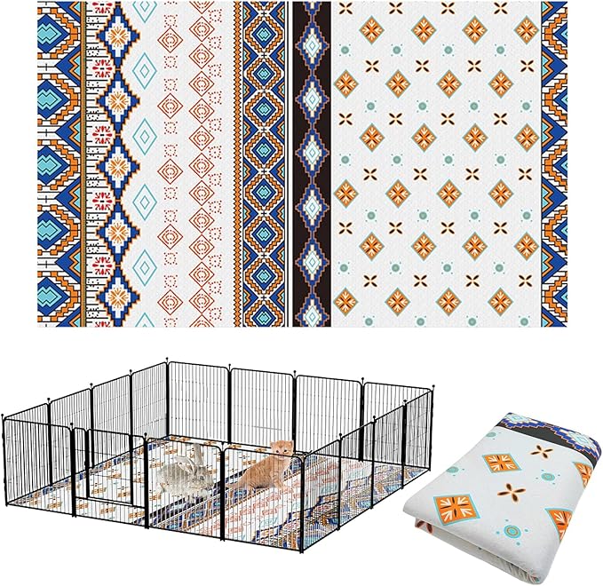 BNOSDM 79" X 55" Washable Bunny Cage Liners Large Rug for Rabbits Large Non Slip Pad for Bunnies, Rabbit Playpen Mat for Chinchillas Cats Guinea Pigs Ferrets Dogs