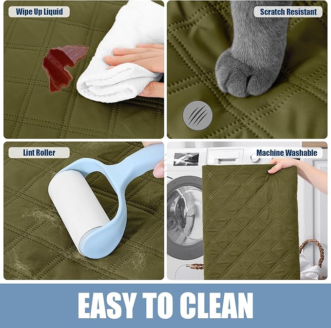 Smiry Waterproof Dog Blanket, Reversible Dog Bed Cover Pet Blanket, Soft Pet Couch Covers for Sofa Washable, Bed Couch Sofa Furniture Protector for Puppy Cat Kids (52"x82", Green/Navy)