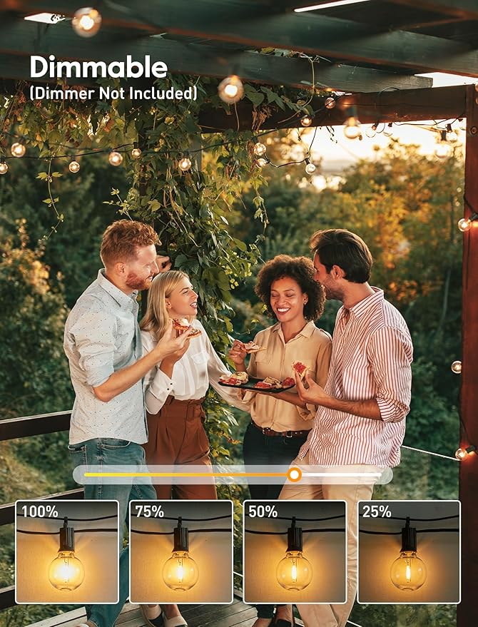 Brightown LED Outdoor String Lights - 150FT Patio Lights with 75 Shatterproof Clear Dimmable Edison Bulbs, Waterproof Connectable Hanging Light for Outside Backyard Porch Party Christmas Decoration