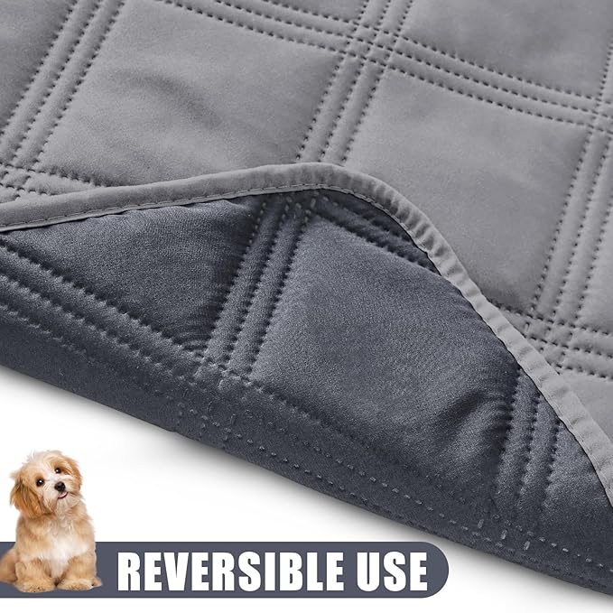 Smiry Waterproof Dog Bed Cover Blanket 82x82, Soft Reversible Pet Blanket, Washable Leakproof Cats Dogs Couch Cover for Sofa, Couch, Furniture, Grey/Dark Grey