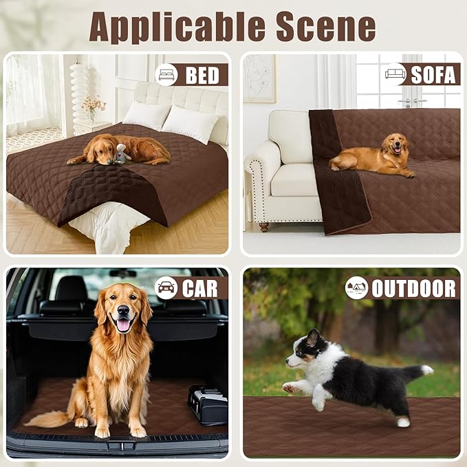 Smiry Waterproof Dog Bed Cover Blanket 82x82, Soft Reversible Pet Blanket, Washable Leakproof Cats Dogs Couch Cover for Sofa, Couch, Furniture, Brown/Chocolate