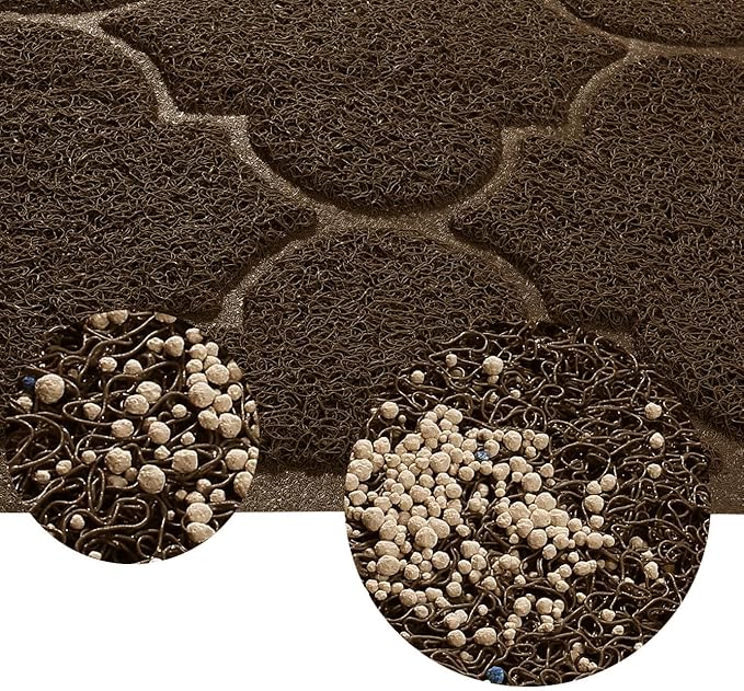 Cat Litter Mat, XL Size 47"X36" Litter Mat, Durable Trapping Rug, Non-Slip and Waterproof, Easy to Clean,Traps Litter from Litter Box(Extra Large Gray Khaki)