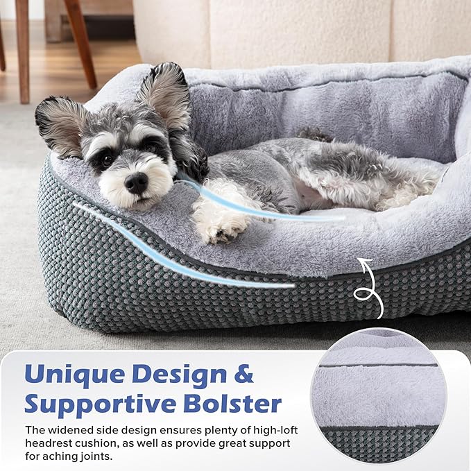 INVENHO Large Dog Beds Large Sized Dog Washable, Orthopedic Warming Soft Sleeping Puppy Bed Durable Pet Bed with Anti-Slip Bottom L(35"x25"x10")