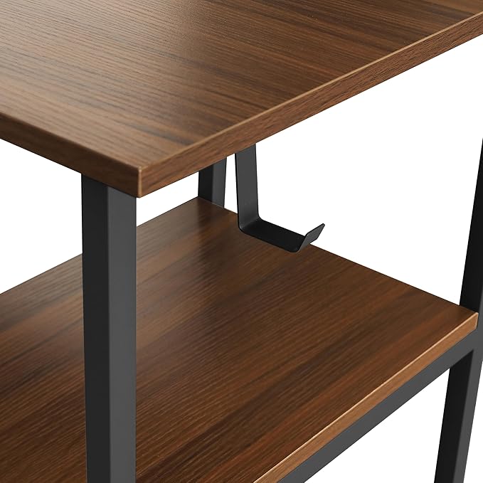 Techni Mobili L Shaped Desk - Two-Toned Computer Desk with Drawers & Storage Shelves - Simple Modern Furniture & Home Office Space Corner Table for Work & Writing